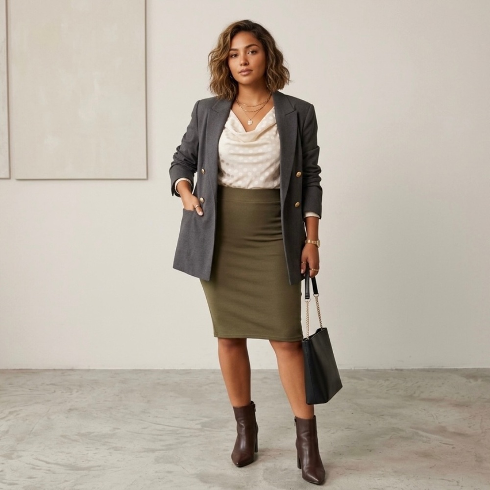Charlotte Russe Olive Green Pencil Skirt S Small Stretchy High Waisted